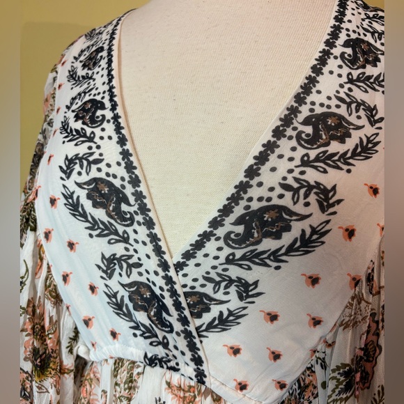 Anthropologie Cream Maxi Dress with Brown Floral Print - Picture 13 of 14